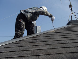 千葉県君津市　外壁塗装　屋根塗装　ベランダ防水　屋根塗装　中塗り